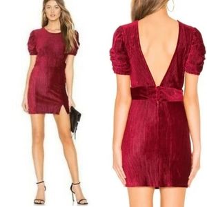 Revolve Privacy Please Olivia Textured Velvet Mini Dress Burgundy Red Medium NWT